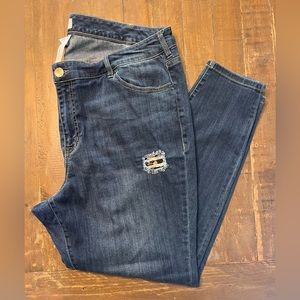 Lane Bryant Womens Mid-Rise Skinny Jeans 24 Signature Fit Flex Magic Distressed